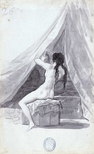 Femme nue avec miroir